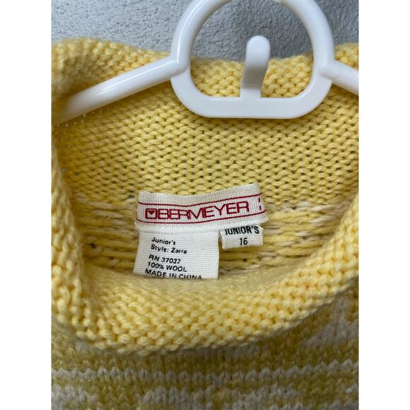 Vintage 80s Girls Junior's 16 Obermeyer Wool Yellow Ski Sweater - Picture 3 of 13